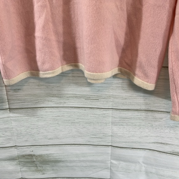 Charter Club 2 ply Cashmere Pink/White Cardigan Sweater • MEDiUM - Picture 6 of 8